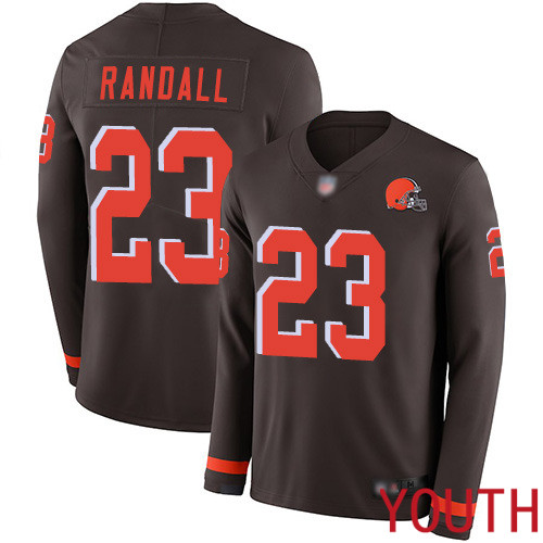 Cleveland Browns Damarious Randall Youth Brown Limited Jersey #23 NFL Football Therma Long Sleeve